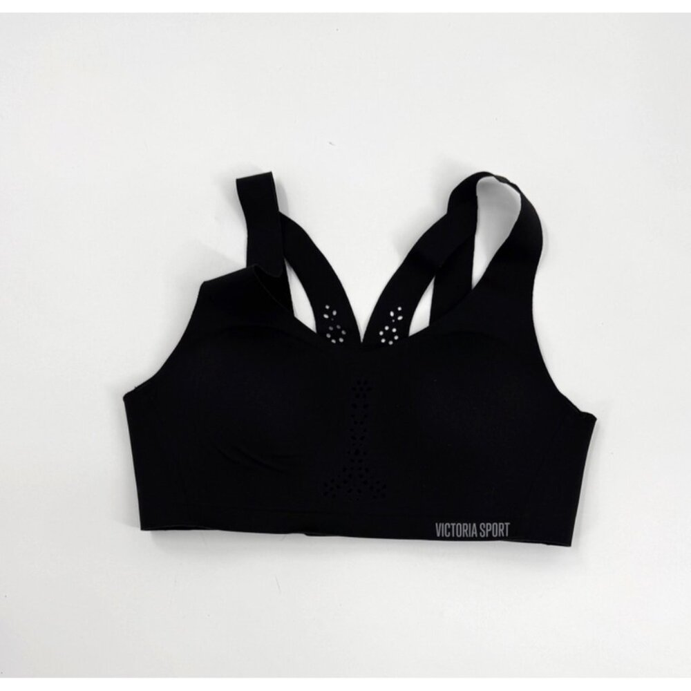 Victoria Sport Black Laser-Cut Strappy Sports Bra 34B Seamless Design Womens Act